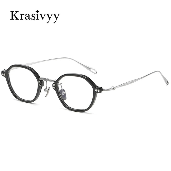 Krasivyy Unisex Full Rim Polygon Oval Titanium Acetate Eyeglasses 35957
