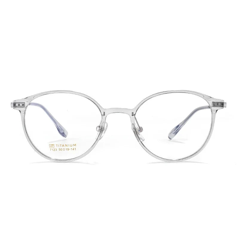 KatKani Women's Full Rim Round Acetate Titanium Eyeglasses 7123 Full Rim KatKani Eyeglasses   