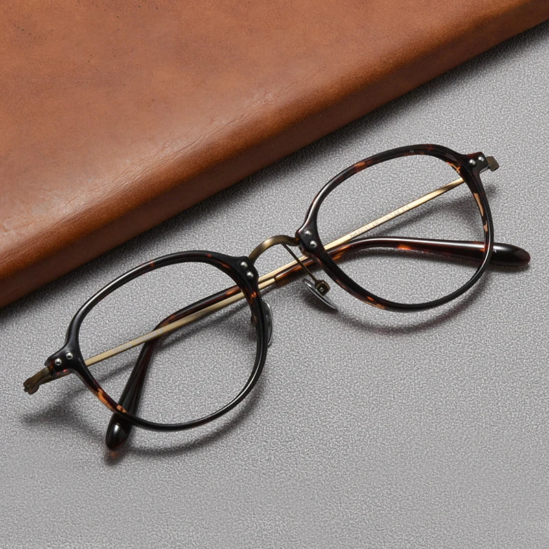 Black Mask Unisex Full Rim Square Acetate Titanium Eyeglasses 366033