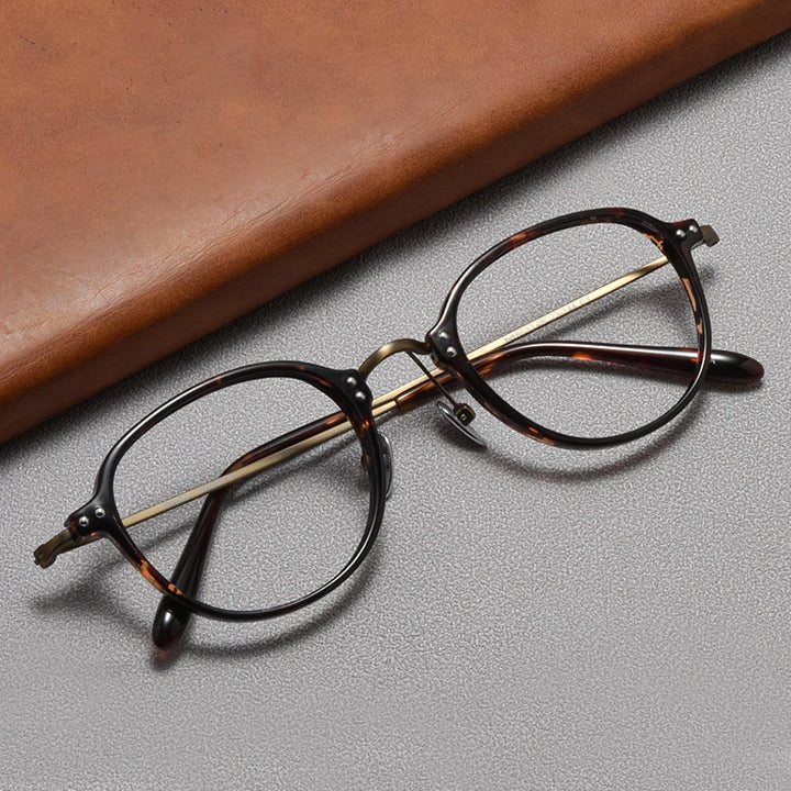 Black Mask Unisex Full Rim Square Acetate Titanium Eyeglasses 366033