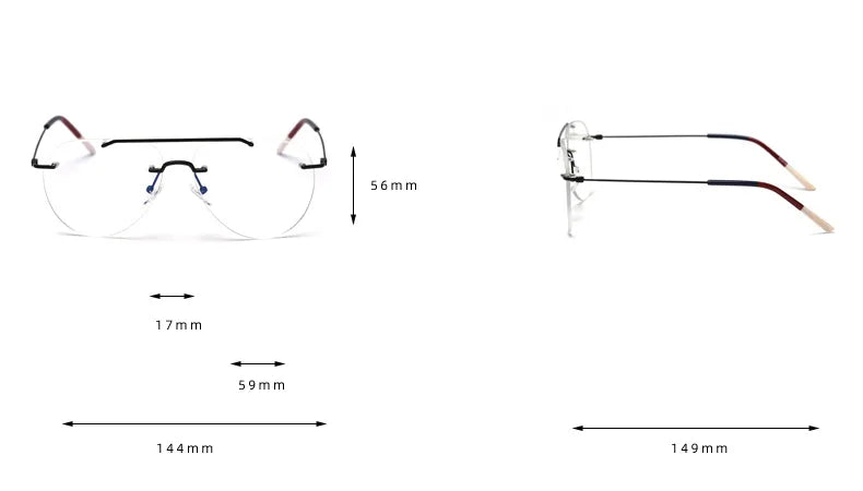 Cubojue Unisex Rimless Oval Double Bridge Alloy Eyeglasses 5230 Rimless Cubojue   