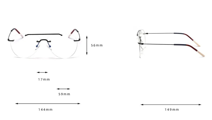 Cubojue Unisex Rimless Oval Double Bridge Alloy Eyeglasses 5230 Rimless Cubojue   