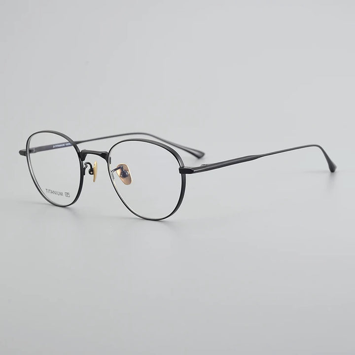 Black Mask Unisex Full Rim Square Round Titanium Eyeglasses 13321 Full Rim Black Mask Black  