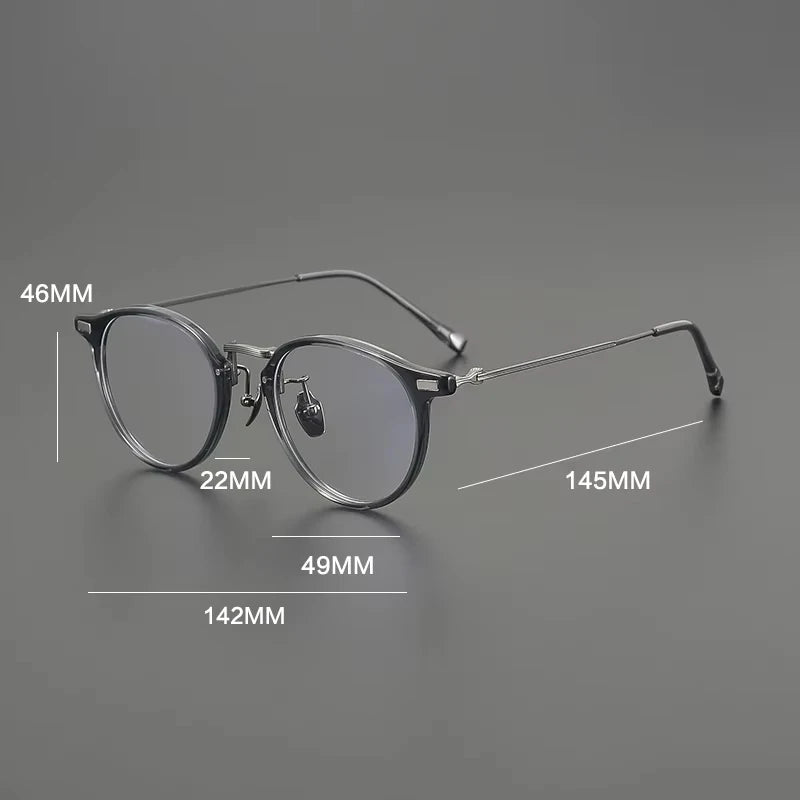 Gatenac Unisex Full Rim Round Acetate Titanium Eyeglasses G8001