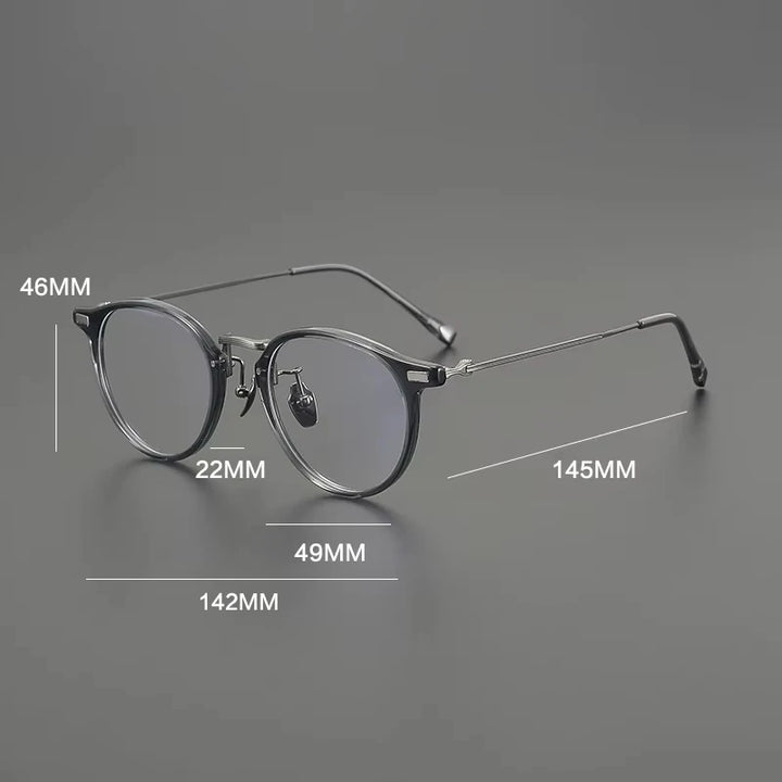 Gatenac Unisex Full Rim Round Acetate Titanium Eyeglasses G8001