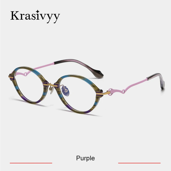 Krasivyy Women's Full Rim Oval Acetate Titanium Eyeglasses 56075