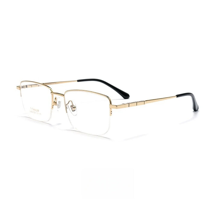 Yimaruili Women's Semi Rim Square Titanium Eyeglasses 69902 Semi Rim Yimaruili Eyeglasses Gold