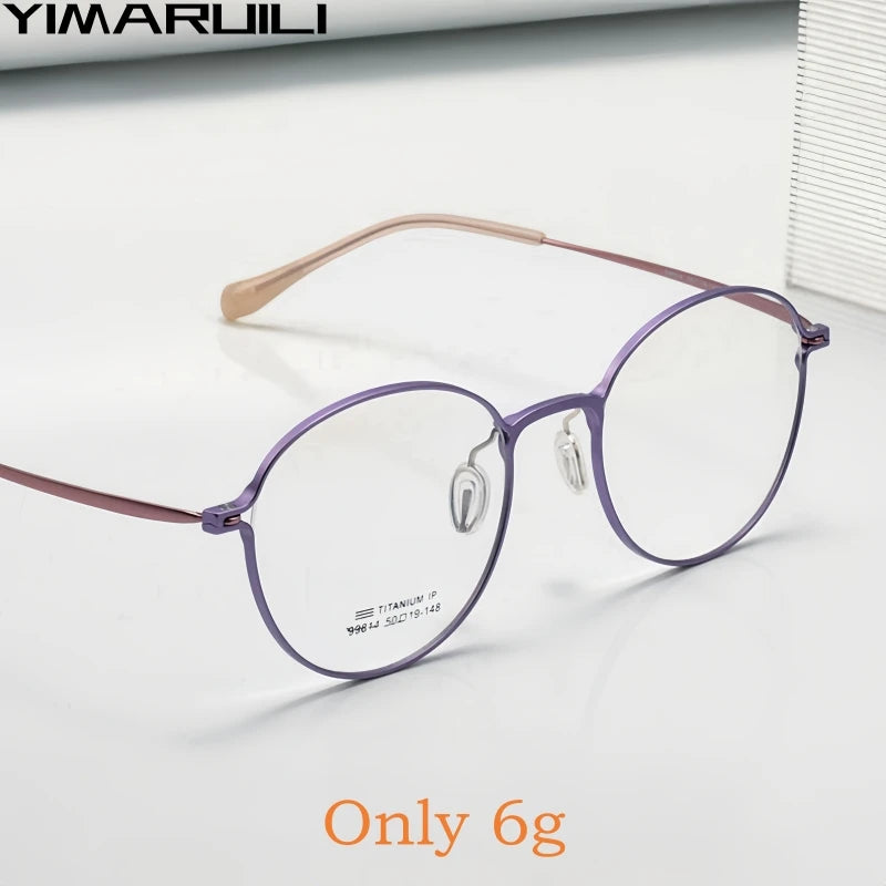 Yimaruili Women's Full Rim Round Titanium Alloy Eyeglasses 99814 Full Rim Yimaruili Eyeglasses
