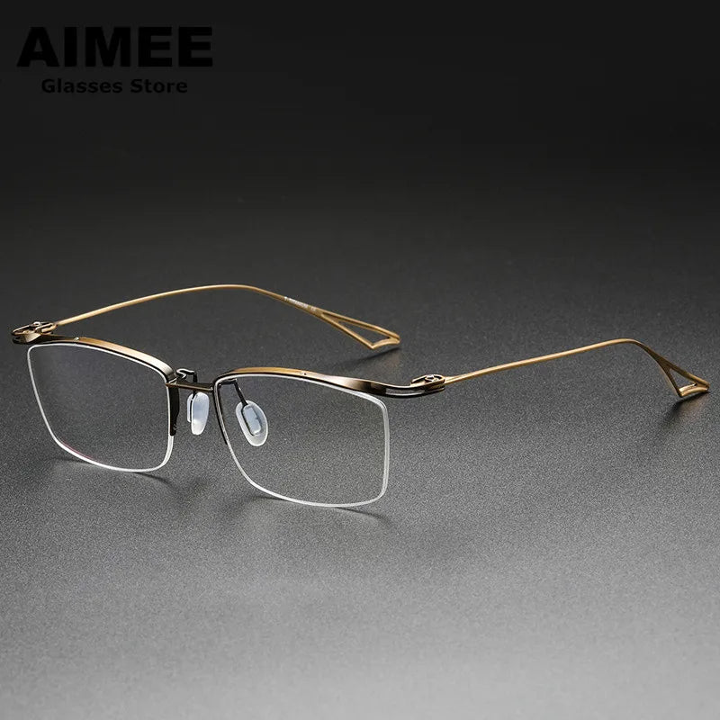 Aimee Unisex Semi Rim Square Titanium Eyeglasses 1756 Semi Rim Aimee   