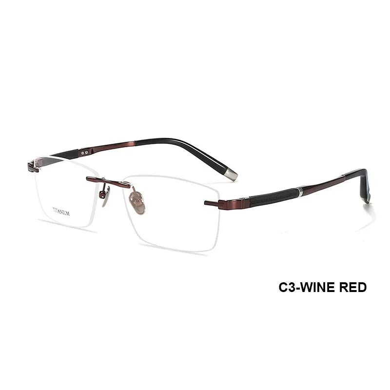 Summer Flower Men's Rimless Square Titanium Eyeglasses 90589
