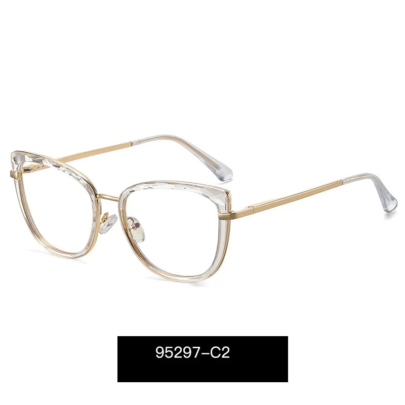 Handoer Women's Full Rim Square Cat Eye Tr 90 Alloy Eyeglasses 95297