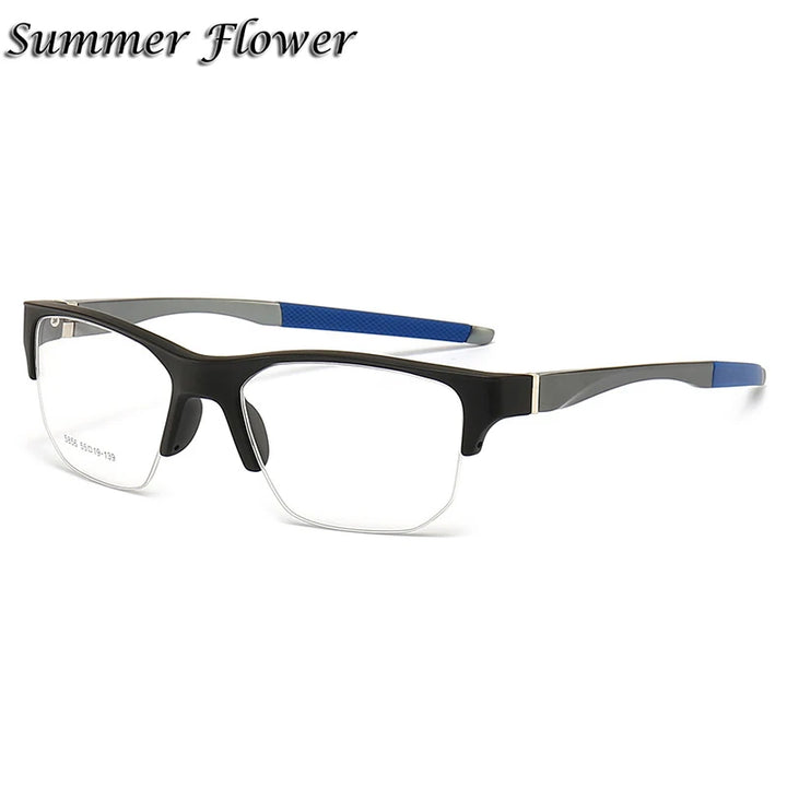 Summer Flower Unisex Semi Rim Square Tr 90 Aluminum Eyeglasses 58564
