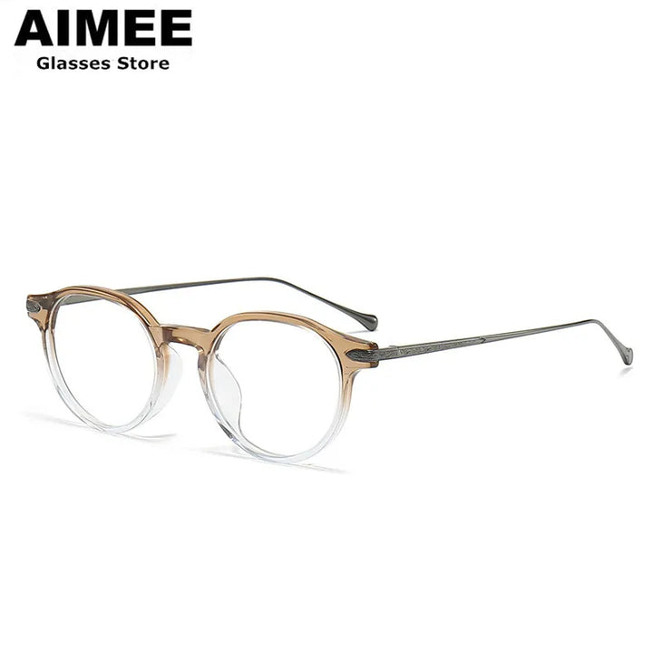 Aimee Women's Full Rim Round Acetate Titanium Eyeglasses 19011