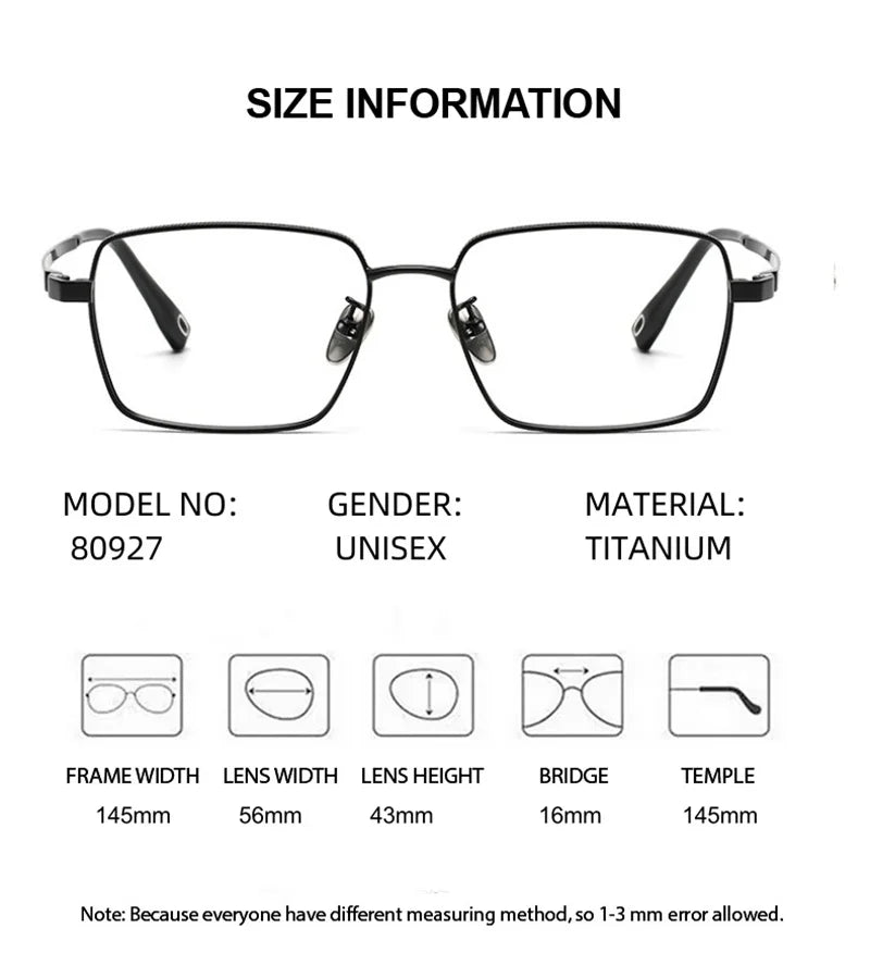 Summer Flower Men's Full Rim Polygon Square Titanium Eyeglasses 80927