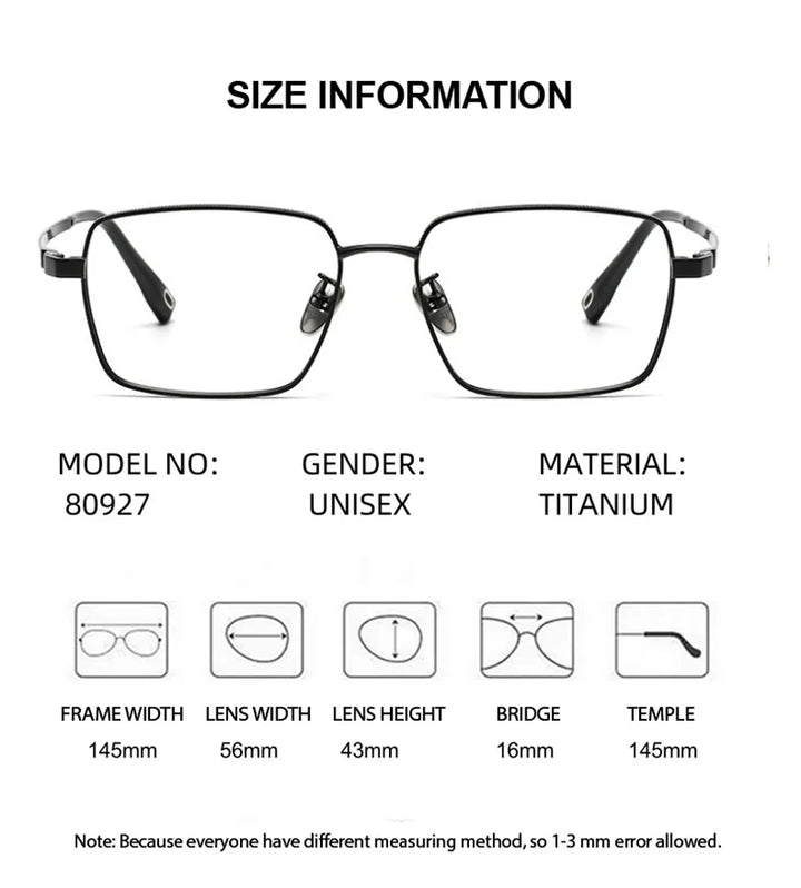 Summer Flower Men's Full Rim Polygon Square Titanium Eyeglasses 80927