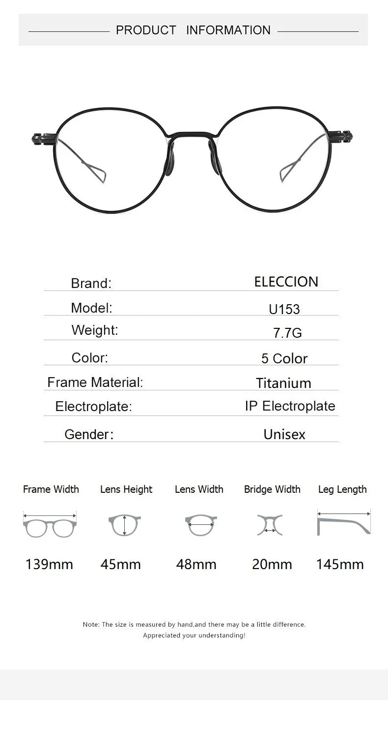 Eleccion Unisex Full Rim Oval Round Titanium Eyeglasses 21153