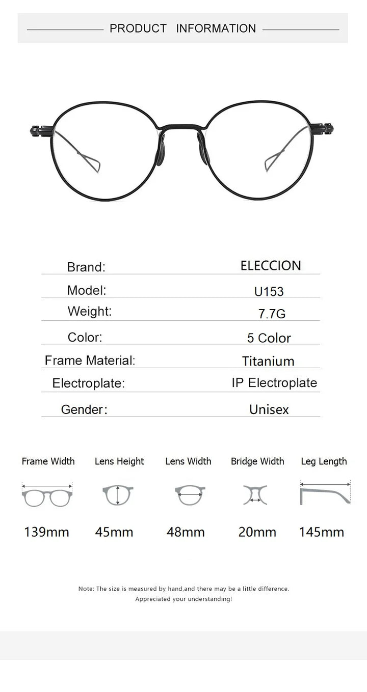 Eleccion Unisex Full Rim Oval Round Titanium Eyeglasses 21153