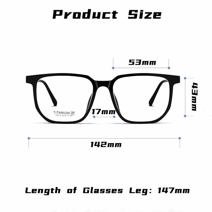 Yimaruili Men's Full Rim Square Acetate Titanium Eyeglasses 15210t Full Rim Yimaruili Eyeglasses   