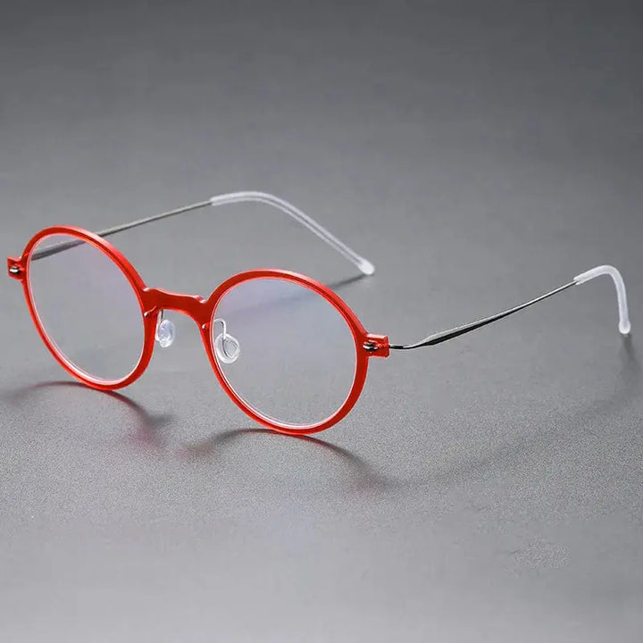 Bobbie Unisex Full Rim Round Titanium Eyeglasses 650800 FuzWeb