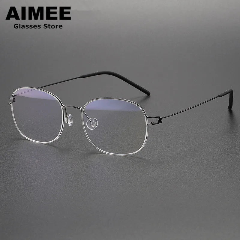 Aimee Women's Full Rim Oval Square Screwless Titanium Eyeglasses 19133