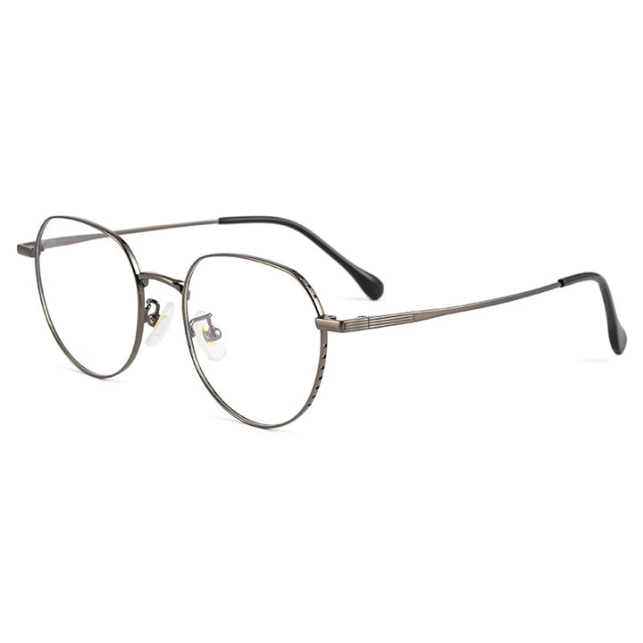 Handoer Women's Full Rim Flat Top Round Titanium Eyeglasses 5056 Full Rim Handoer gun  