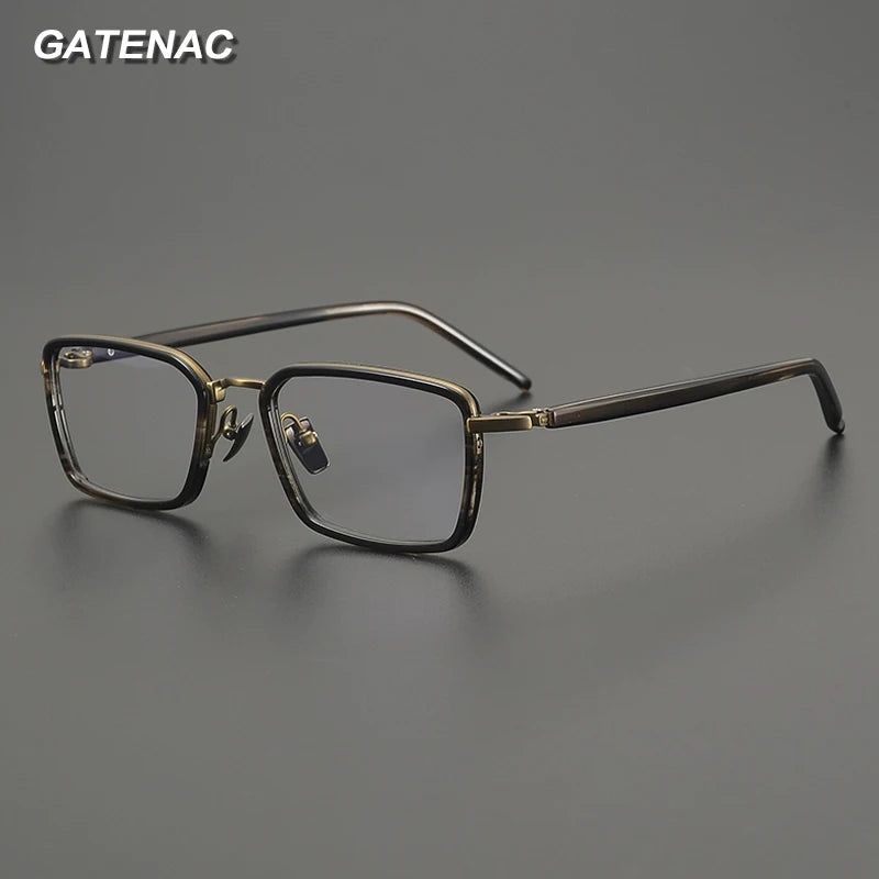 Gatenac Unisex Full Rim Big Square Titanium Acetate Eyeglasses G2172