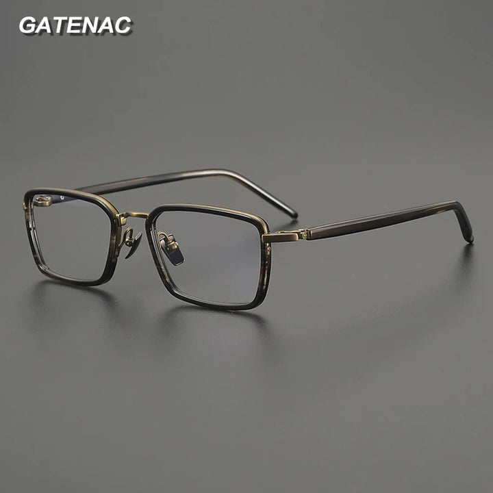 Gatenac Unisex Full Rim Big Square Titanium Acetate Eyeglasses G2172