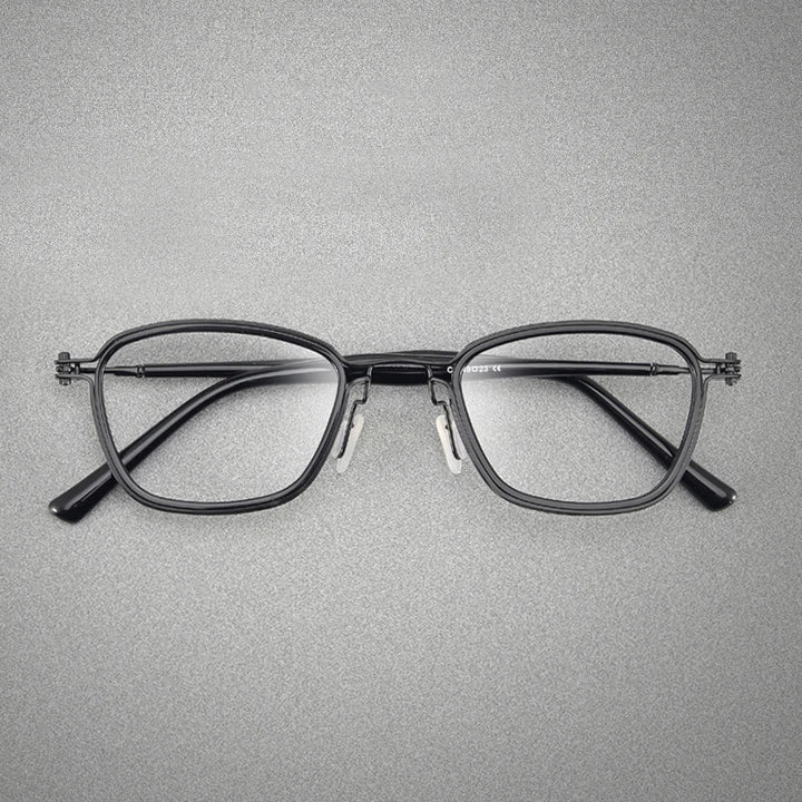 Black Mask Unisex Full Rim Square Titanium Acetate Eyeglasses Sc19 Full Rim Black Mask   