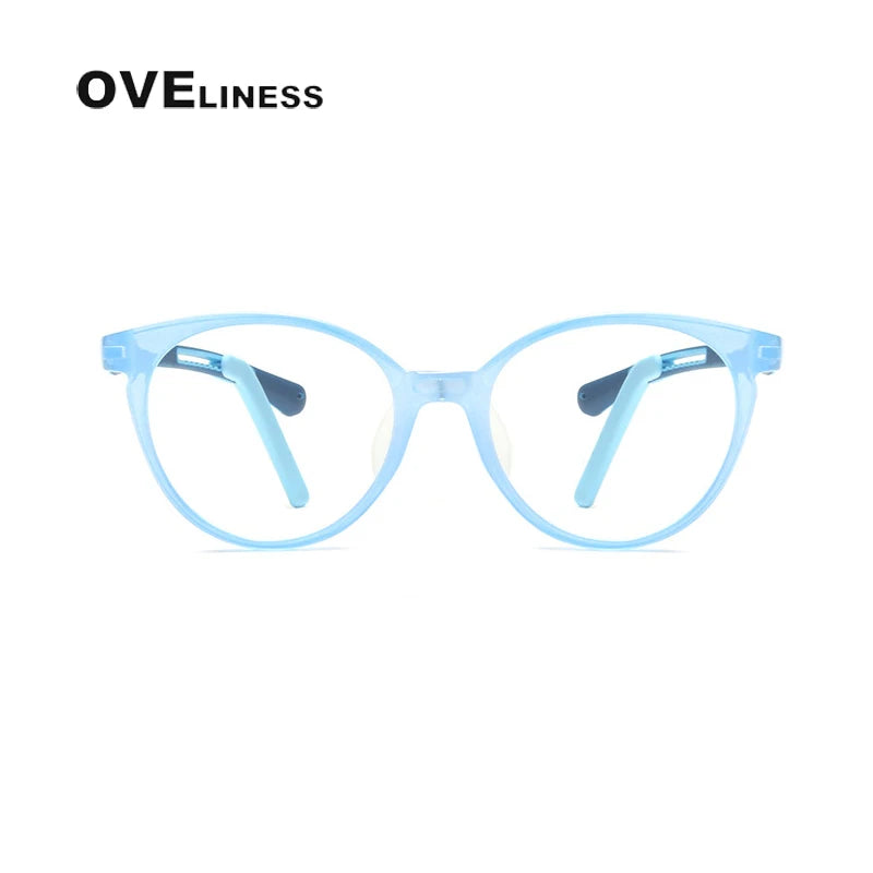 Oveliness Unisex Youth's Full Rim Round Tr 90 Titanium Eyeglasses T2022 Full Rim Oveliness blue  