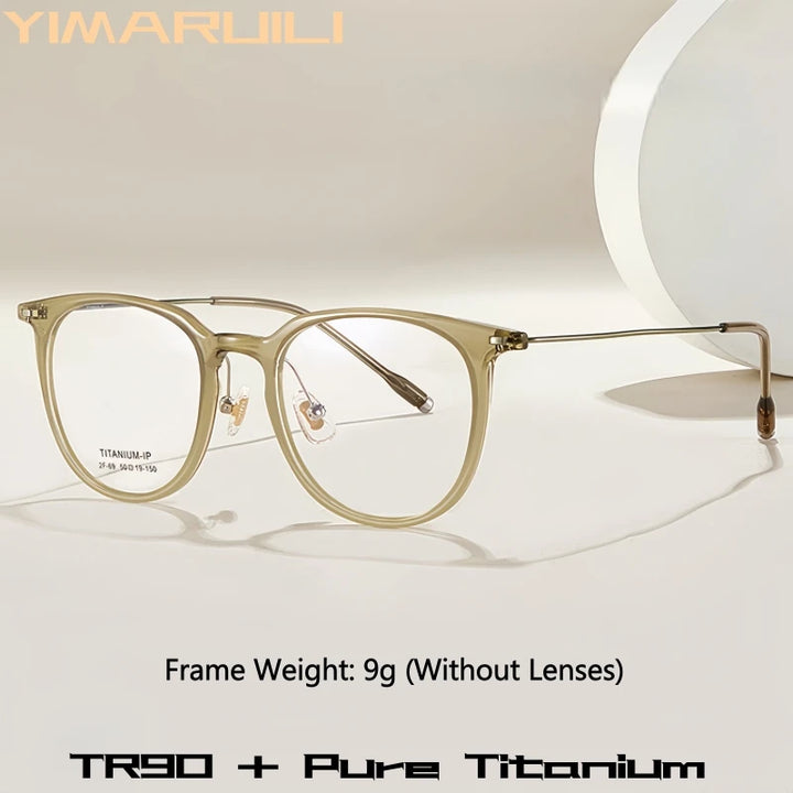 Yimaruili Unisex Full Rim Round Tr 90 Titanium Eyeglasses 236699