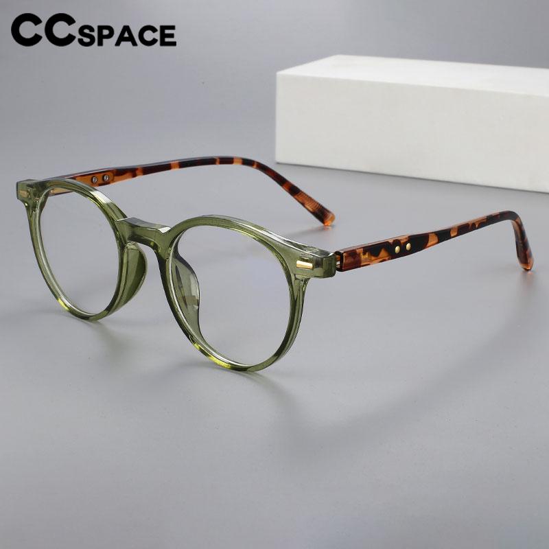 CCspace Unisex Full Rim Round Acetate Eyeglasses 56530 Full Rim CCspace   