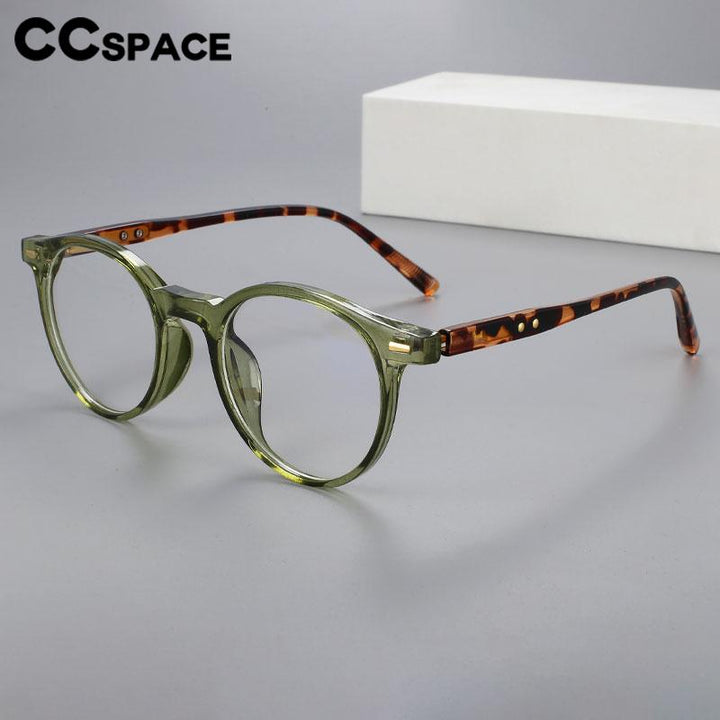 CCspace Unisex Full Rim Round Acetate Eyeglasses 56530 Full Rim CCspace   