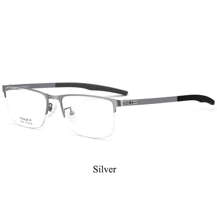 Bclear Unisex Semi Rim Square Titanium Eyeglasses Bsf1983 Semi Rim Bclear silver  