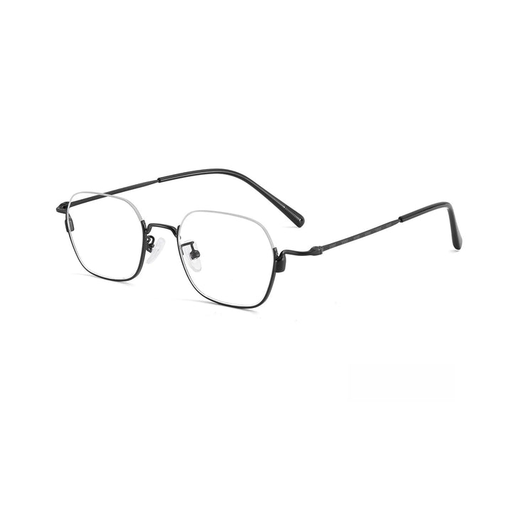 Yimaruili Unisex Bottom Semi Rim Square Alloy Eyeglasses 34907