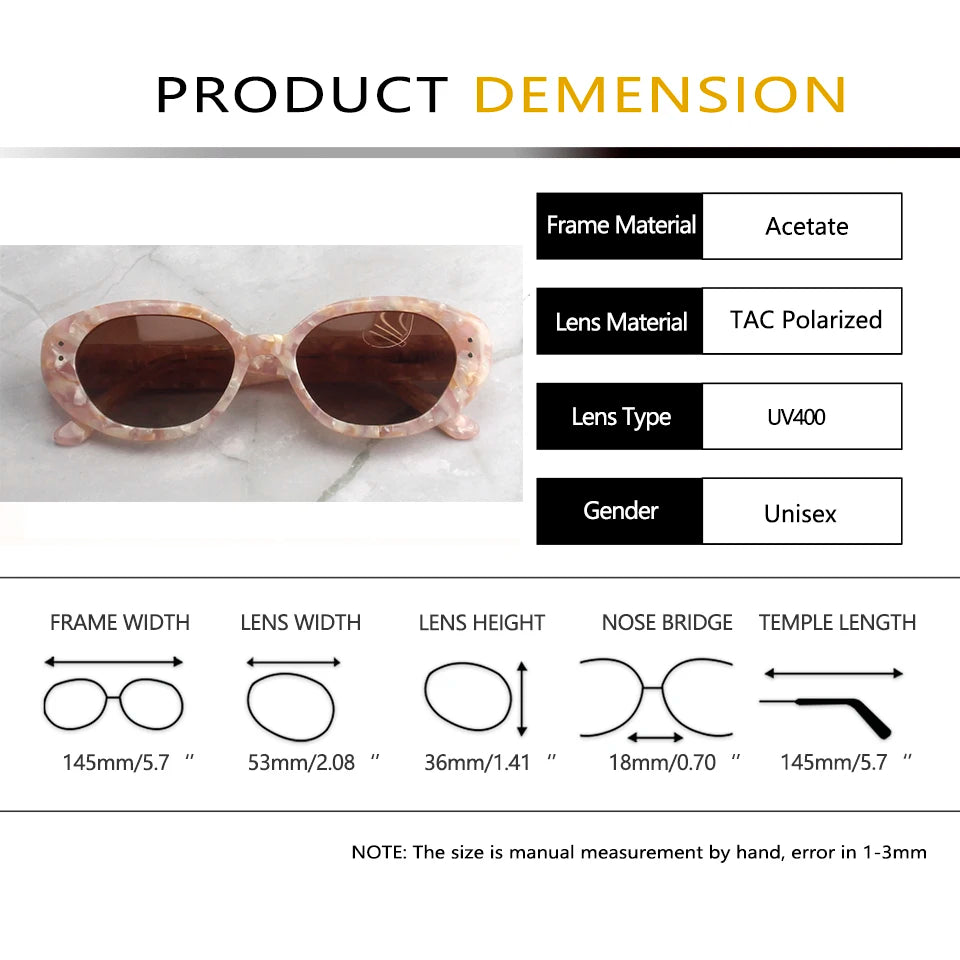Esnbie Women's Full Rim Oval Rectangle Tac Acetate Sunglasses 471252