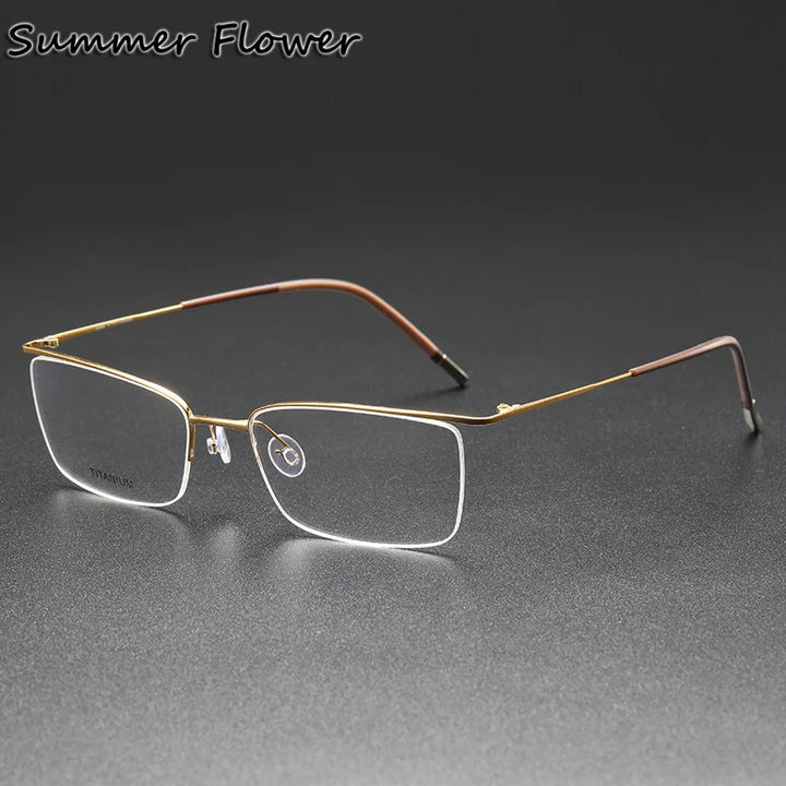 Summer Flower Unisex Semi Rim Square Titanium Eyeglasses 55027