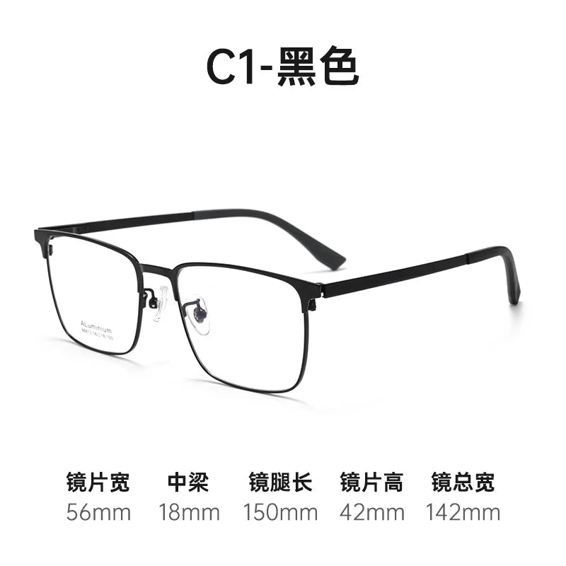 Bclear Men's Full Rim Square Aluminum Magnesium Eyeglasses 668139