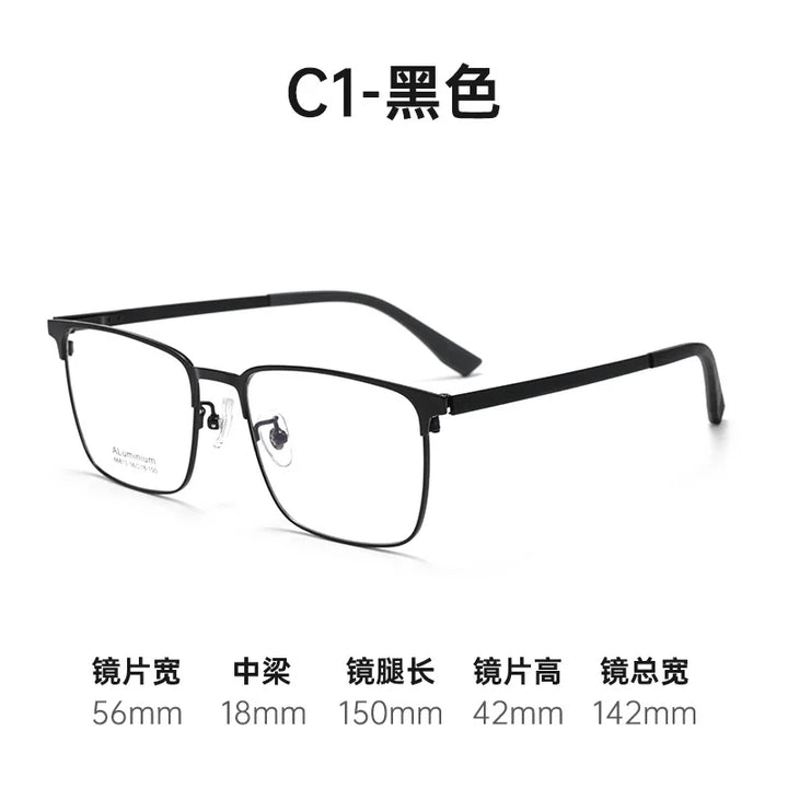 Bclear Men's Full Rim Square Aluminum Magnesium Eyeglasses 668139