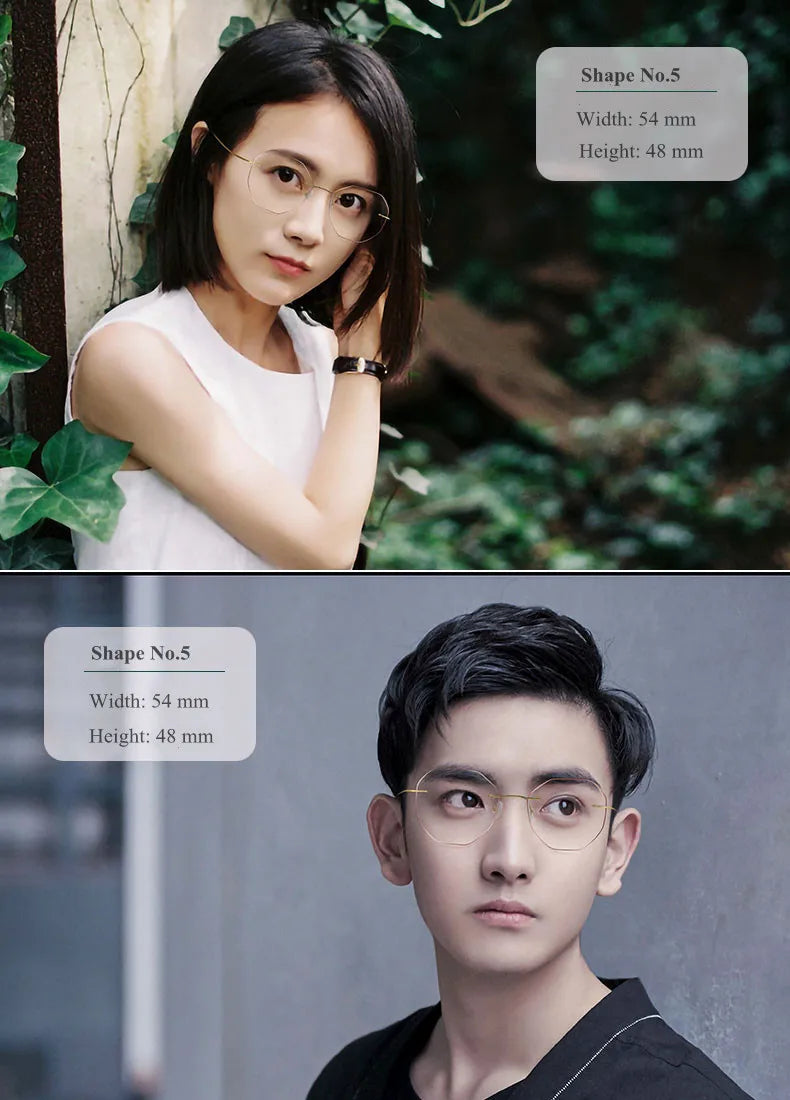 Chashma Unisex Rimless Small Oval Polygon Titanium Eyeglasses 716016