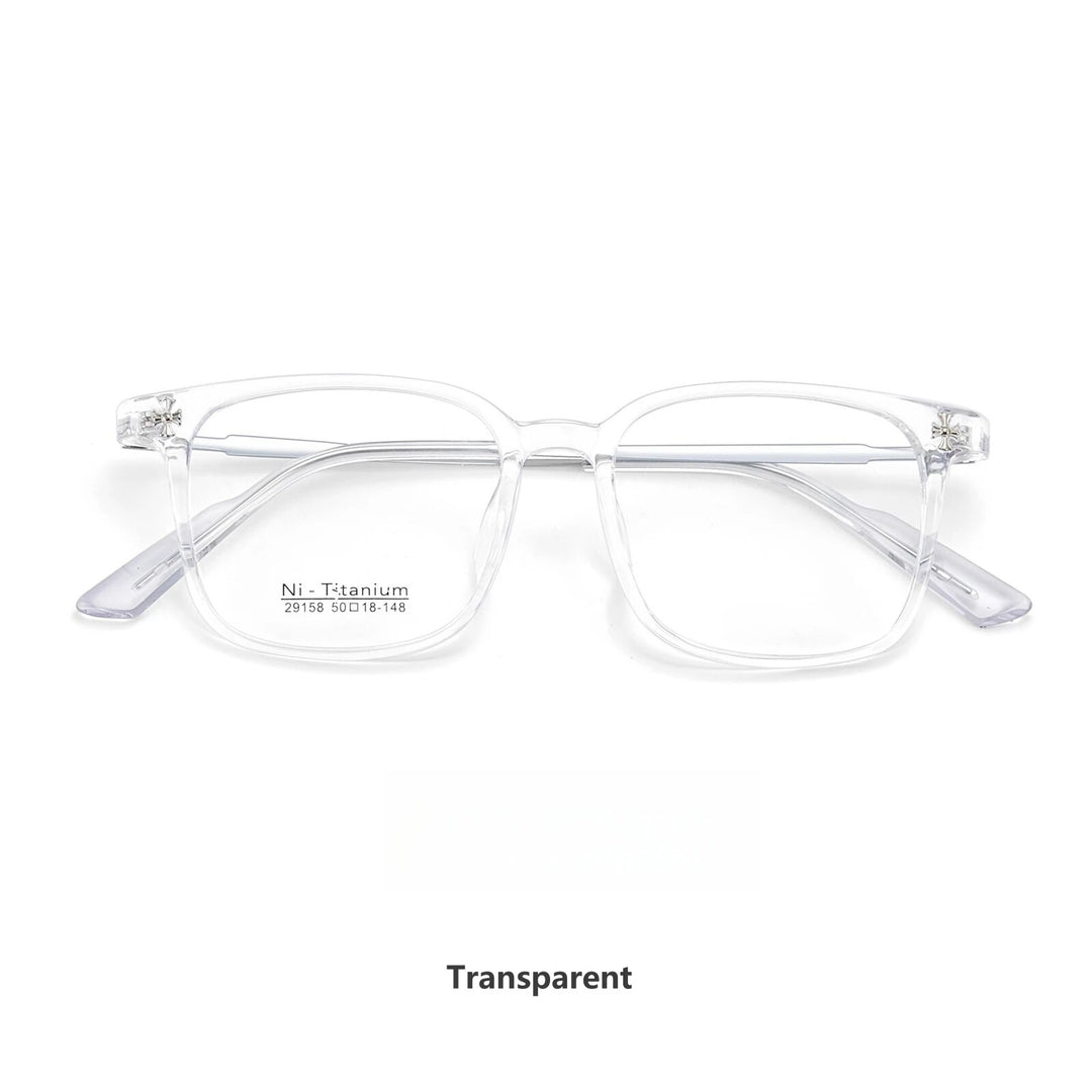 KatKani Unisex Full Rim Square Tr 90 Titanium Eyeglasses 29158 Full Rim KatKani Eyeglasses Transparent  