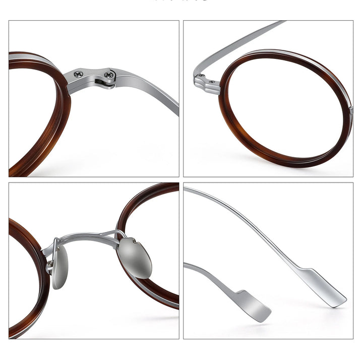 Black Mask Unisex Full Rim Round Titanium Eyeglasses BM-6080