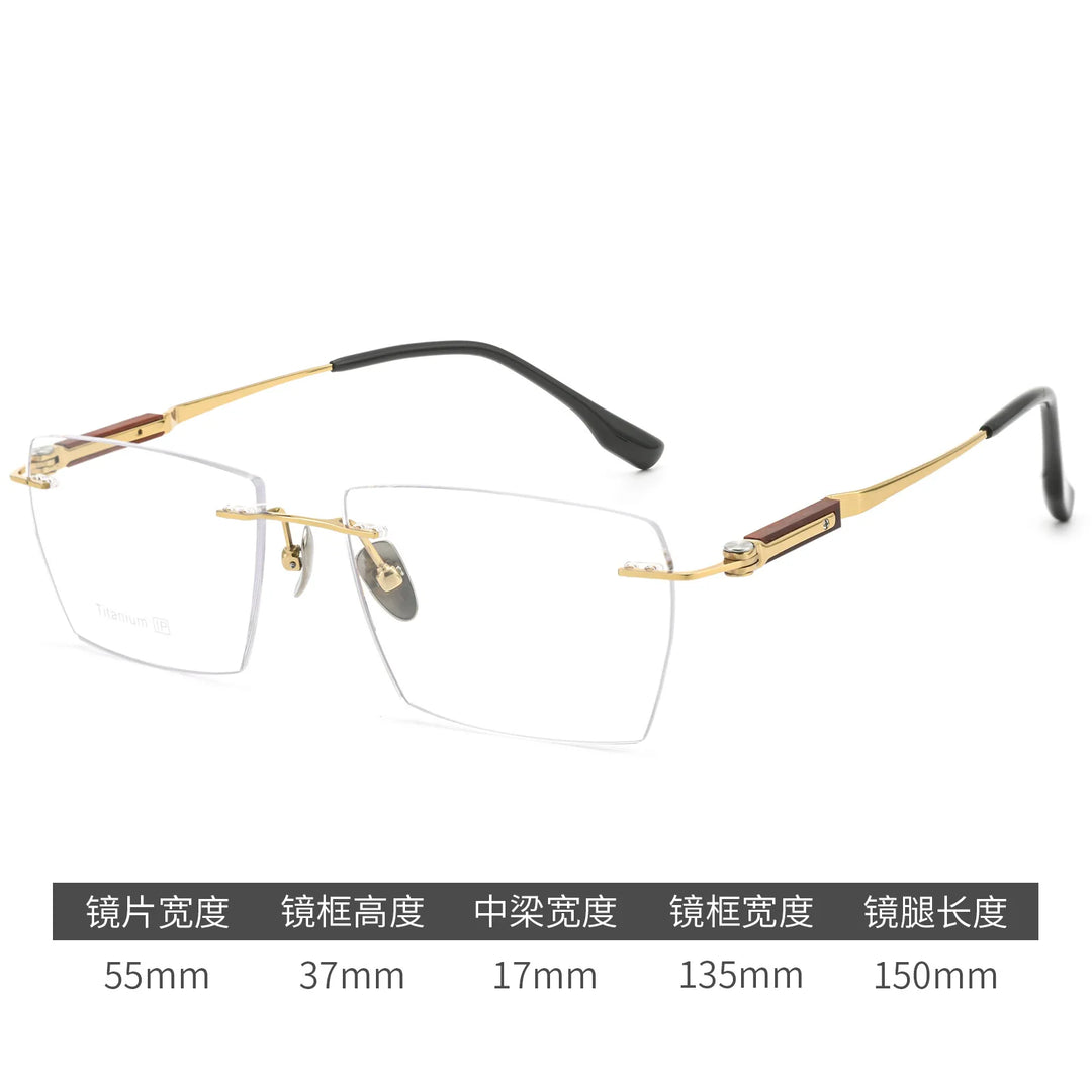Bclear Men Rimless Square Titanium Eyeglasses BSF-18330T