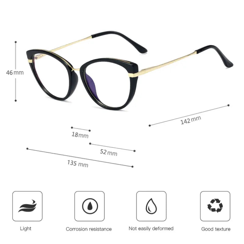 Handoer Women's Full Rim Oval Cat Eye Tr 90 Alloy Eyeglasses 91506