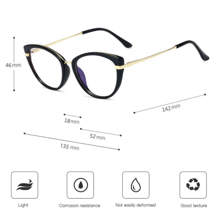 Handoer Women's Full Rim Oval Cat Eye Tr 90 Alloy Eyeglasses 91506