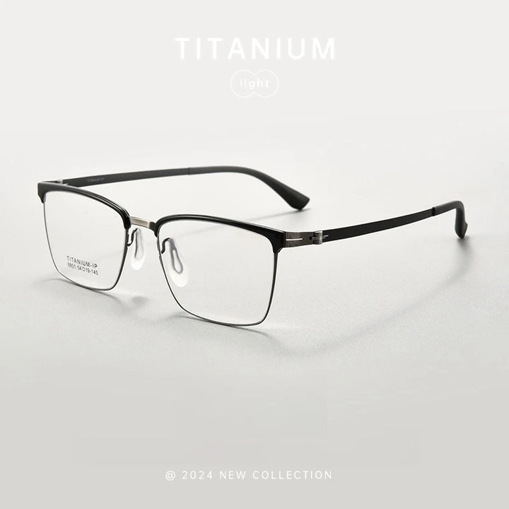 Yimaruili Men's Full Rim Square Titanium Alloy Eyeglasses Y8801 Full Rim Yimaruili Eyeglasses   