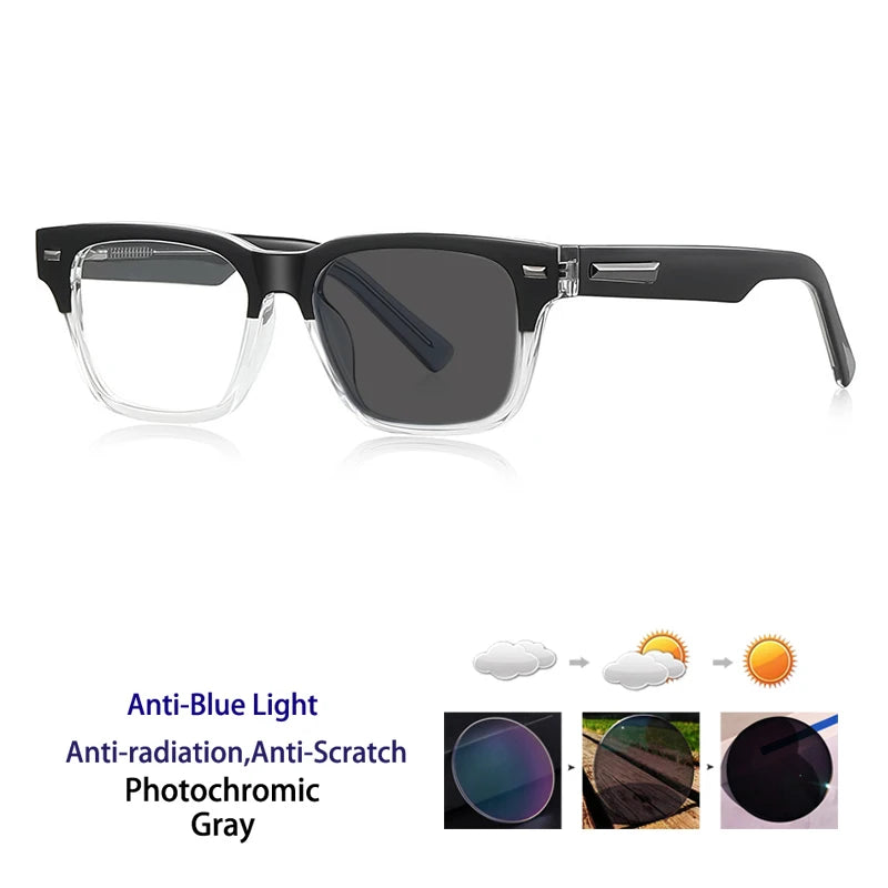 Kocolior Unisex Full Rim Square Acetate Photochromic Reading Glasses 421035