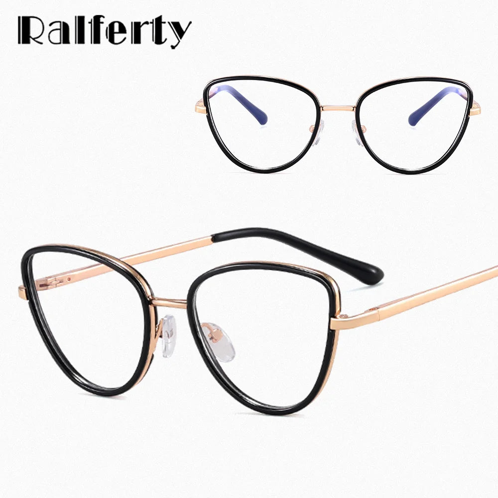 Ralferty Youth's Unisex Full Rim Cat Eye Tr 90 Alloy Eyeglasses 991012 Full Rim Ralferty   