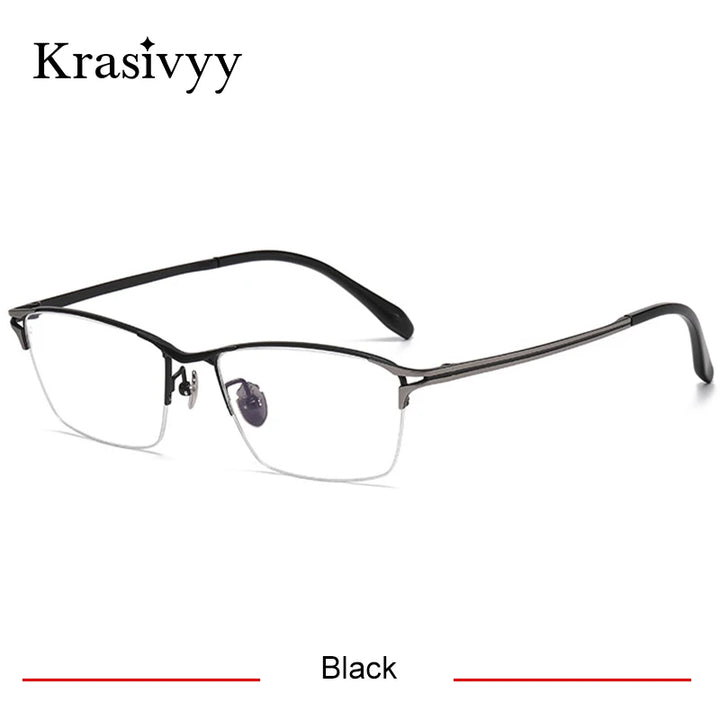 Krasivyy Men's Semi Rim Big Polygon Square Titanium Eyeglasses 316886