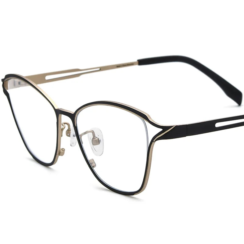 Nobler Women's Full Rim Brow Line Cat Eye Titanium Eyeglasses 185922
