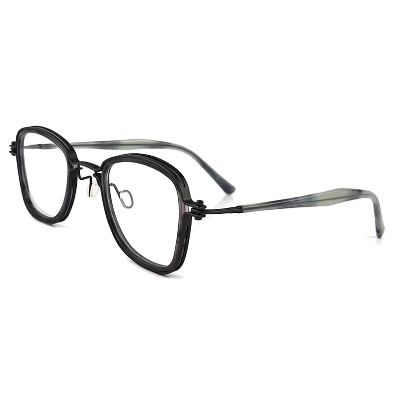 Black Mask Women's Full Rim Square Acetate Titanium Eyeglasses 195868